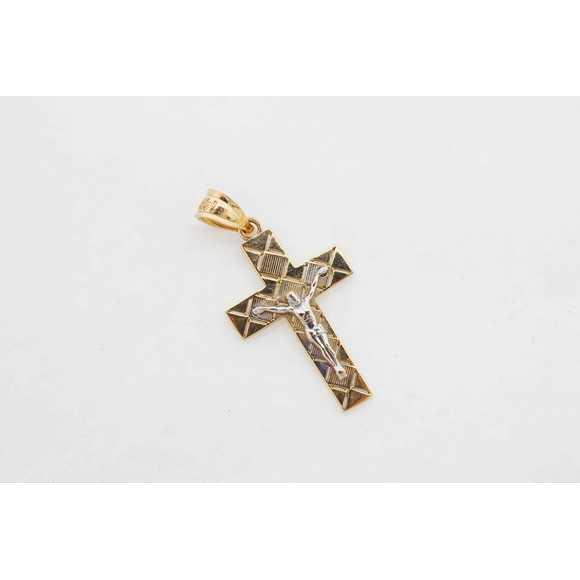Estate 14k Yellow Gold Cross Charm Pendant Vintage Style - Picture 2 of 6